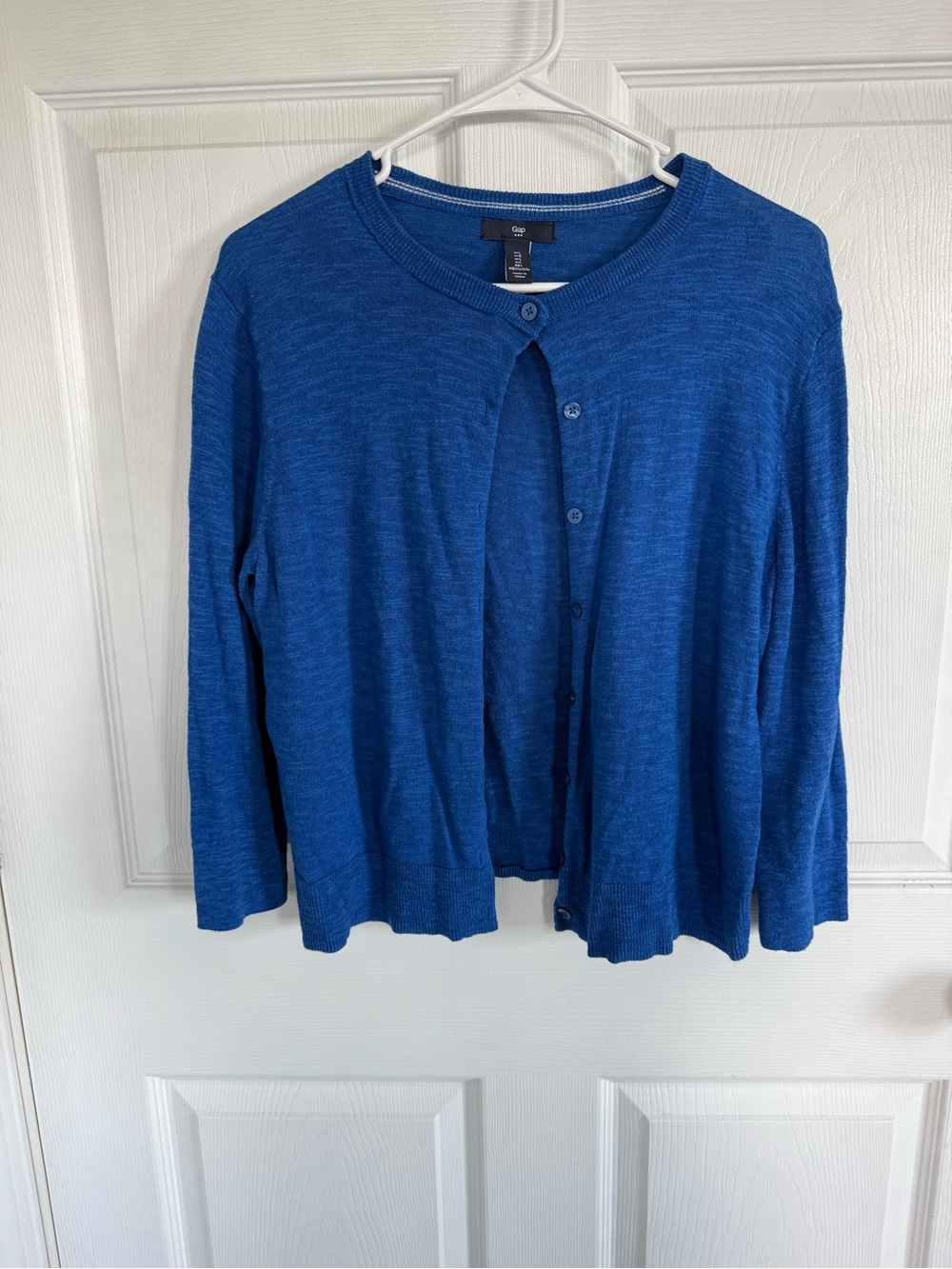 Gap Blue Cardigan L Cotton Blend Preppy Layering Basic Academic Sweater Fall